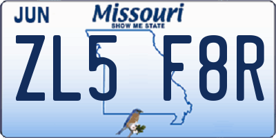 MO license plate ZL5F8R