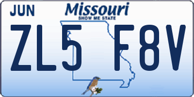 MO license plate ZL5F8V