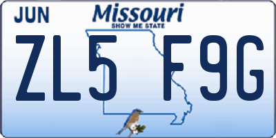 MO license plate ZL5F9G
