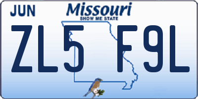 MO license plate ZL5F9L