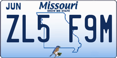 MO license plate ZL5F9M