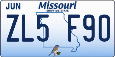 MO license plate ZL5F9O