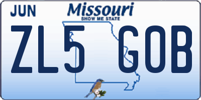 MO license plate ZL5G0B