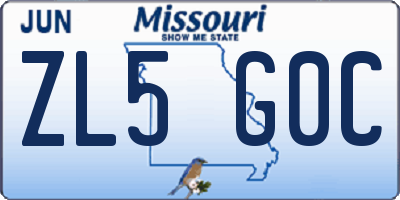 MO license plate ZL5G0C