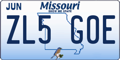 MO license plate ZL5G0E