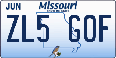 MO license plate ZL5G0F