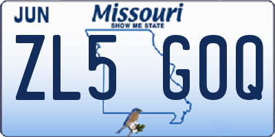 MO license plate ZL5G0Q