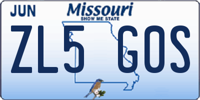 MO license plate ZL5G0S