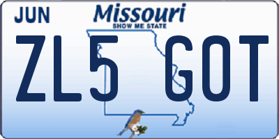 MO license plate ZL5G0T