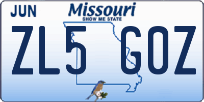 MO license plate ZL5G0Z