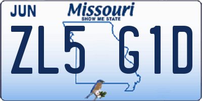 MO license plate ZL5G1D
