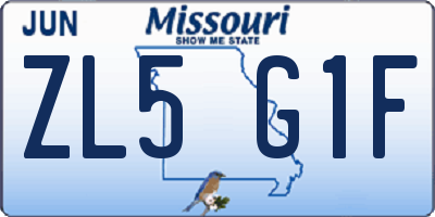 MO license plate ZL5G1F