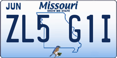 MO license plate ZL5G1I