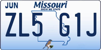 MO license plate ZL5G1J