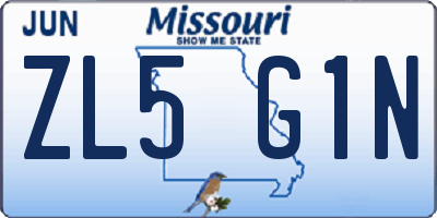 MO license plate ZL5G1N