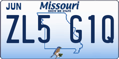 MO license plate ZL5G1Q