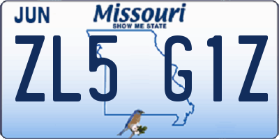 MO license plate ZL5G1Z