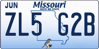 MO license plate ZL5G2B