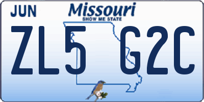 MO license plate ZL5G2C