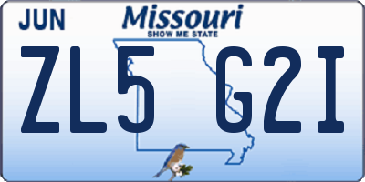 MO license plate ZL5G2I
