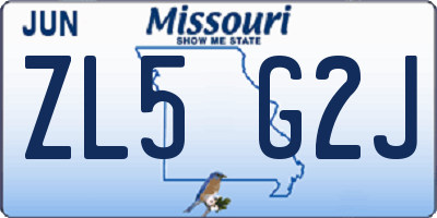 MO license plate ZL5G2J