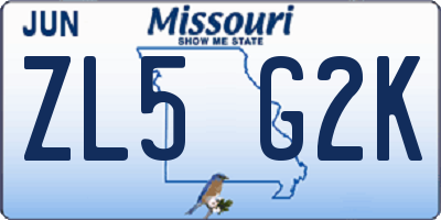 MO license plate ZL5G2K
