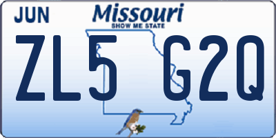 MO license plate ZL5G2Q