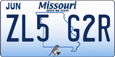 MO license plate ZL5G2R