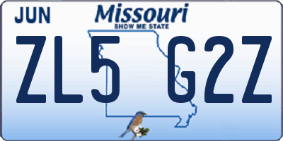 MO license plate ZL5G2Z