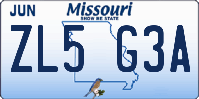 MO license plate ZL5G3A