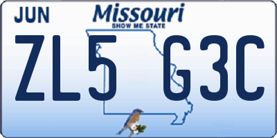 MO license plate ZL5G3C