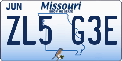 MO license plate ZL5G3E