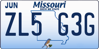 MO license plate ZL5G3G
