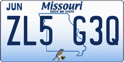 MO license plate ZL5G3Q