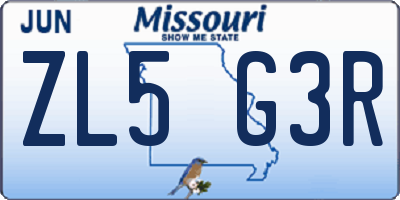 MO license plate ZL5G3R