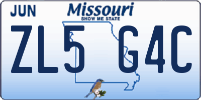 MO license plate ZL5G4C