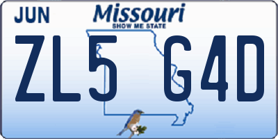 MO license plate ZL5G4D