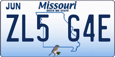 MO license plate ZL5G4E