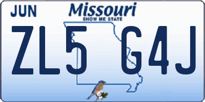 MO license plate ZL5G4J