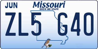 MO license plate ZL5G4O