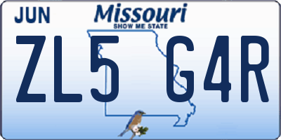 MO license plate ZL5G4R