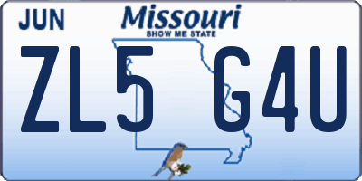 MO license plate ZL5G4U