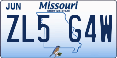MO license plate ZL5G4W
