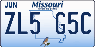 MO license plate ZL5G5C