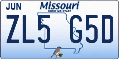 MO license plate ZL5G5D
