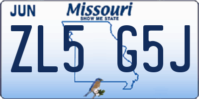 MO license plate ZL5G5J