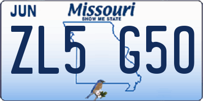 MO license plate ZL5G5O