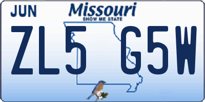 MO license plate ZL5G5W