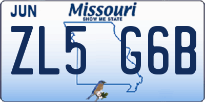MO license plate ZL5G6B