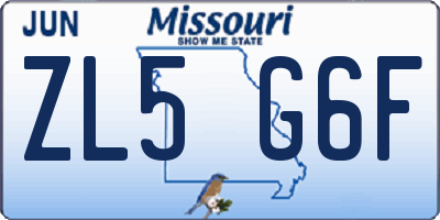 MO license plate ZL5G6F